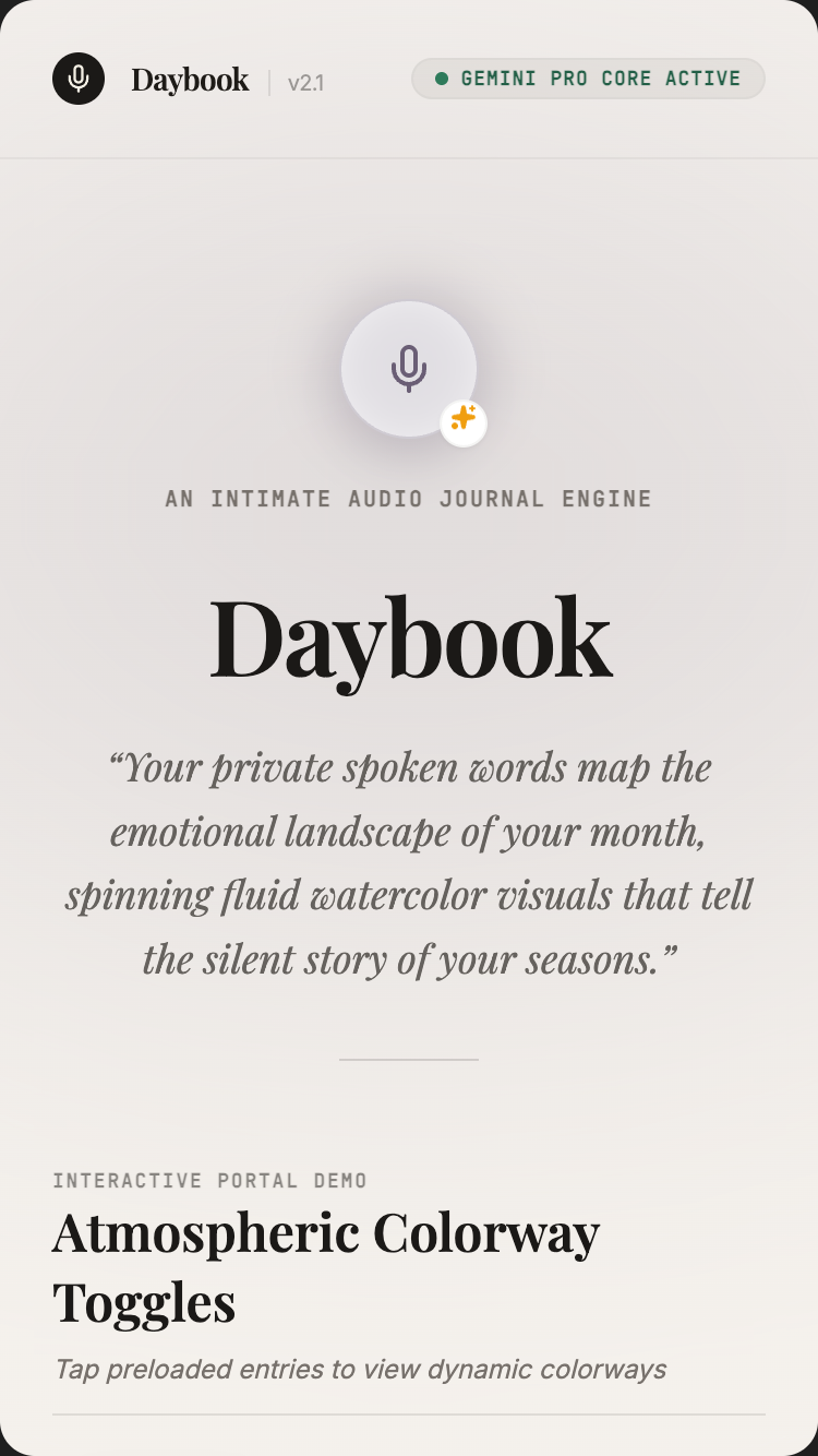 Daybook mobile preview